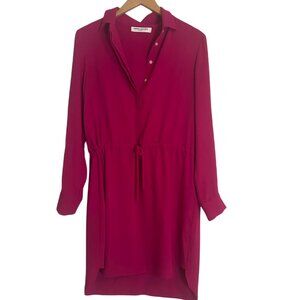 Amanda Uprichard Long Sleeve Berry Midi Shirt Dress Classic Office Chic - Medium